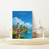 Lake Garda Travel Print Wall Art, Travel Poster of Lake Garda, Lake Garda Art Lovers Gift, Italy, Italian Lakes Art Gift NQ Media Designs