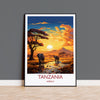 Tanzania Travel Poster, Travel Print of Tanzania, TanzaniaGift, Tanzania Sunset Africa, Africa Art Lovers Gift, Wall Art Print