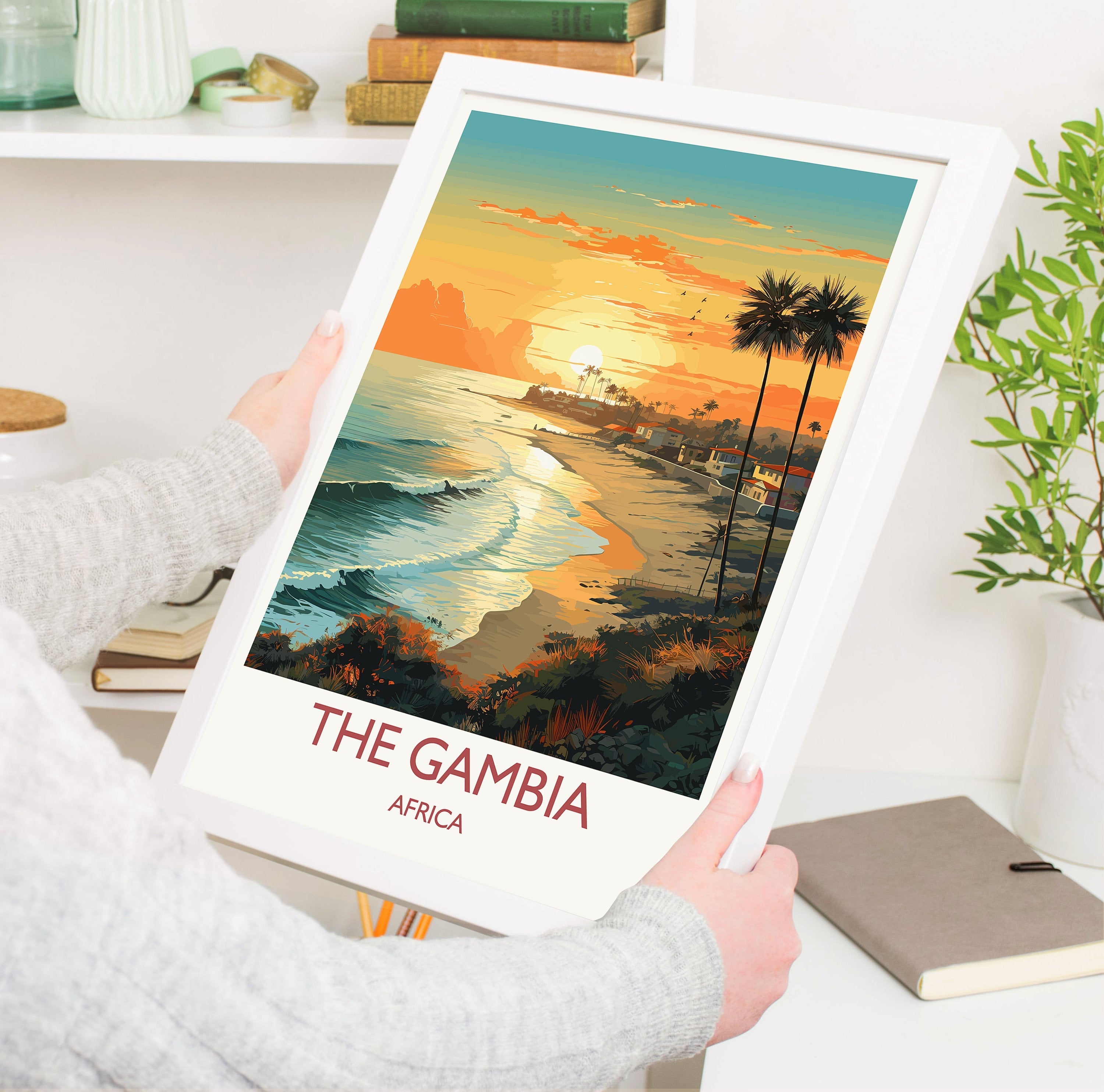 The Gambia Travel Print, Travel Poster of The Gambia , The Gambia Gift, The Gambia Sunset Africa, Africa Art Lovers Gift, Wall Art Print NQ Media Designs