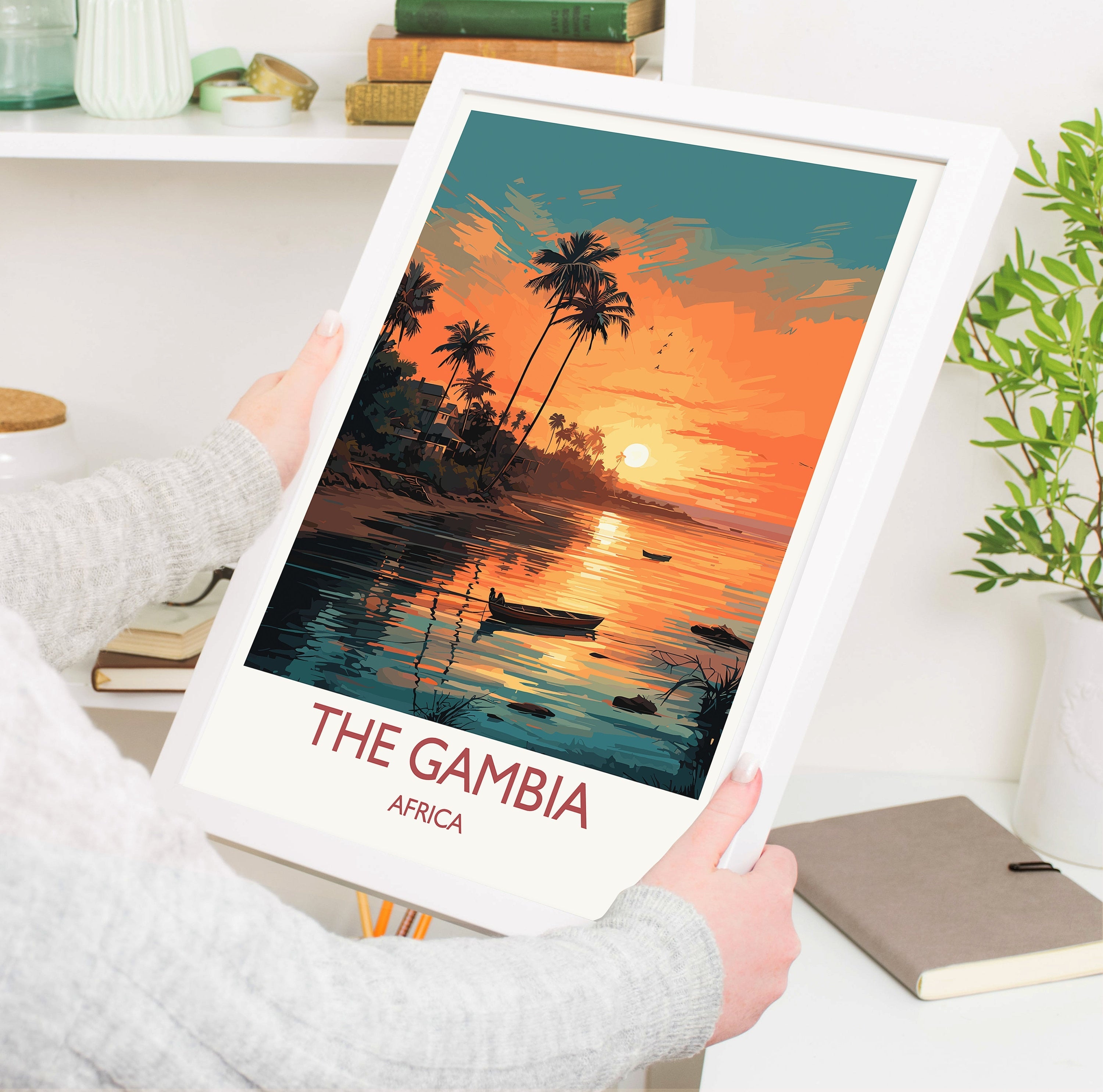 The Gambia Travel Poster Wall Art, Travel Poster of The Gambia , The Gambia Gift, The Gambia Sunset Africa, Africa Art Lovers Gift, NQ Media Designs