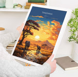 Tanzania Travel Poster, Travel Print of Tanzania, Tanzania Gift, Tanzania Sunset Africa, Africa Art Lovers Gift, Wall Art Print NQ Media Designs