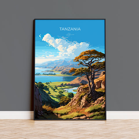 Tanzania Travel Print, Travel Poster of Tanzania, Tanzania Gift, Tanzania Sunset Africa, Africa Art Lovers Gift, Wall Art Print