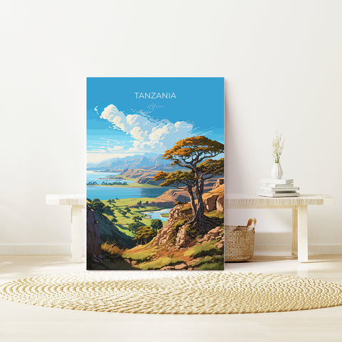 Tanzania Travel Print, Travel Poster of Tanzania, Tanzania Gift, Tanzania Sunset Africa, Africa Art Lovers Gift, Wall Art Print