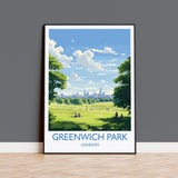 Greenwich Park Travel Poster, Travel Print of GreenwichPark, London Poster, Greenwich Park Art Gift, London Art Lovers UK Travel Gift NQ Media Designs