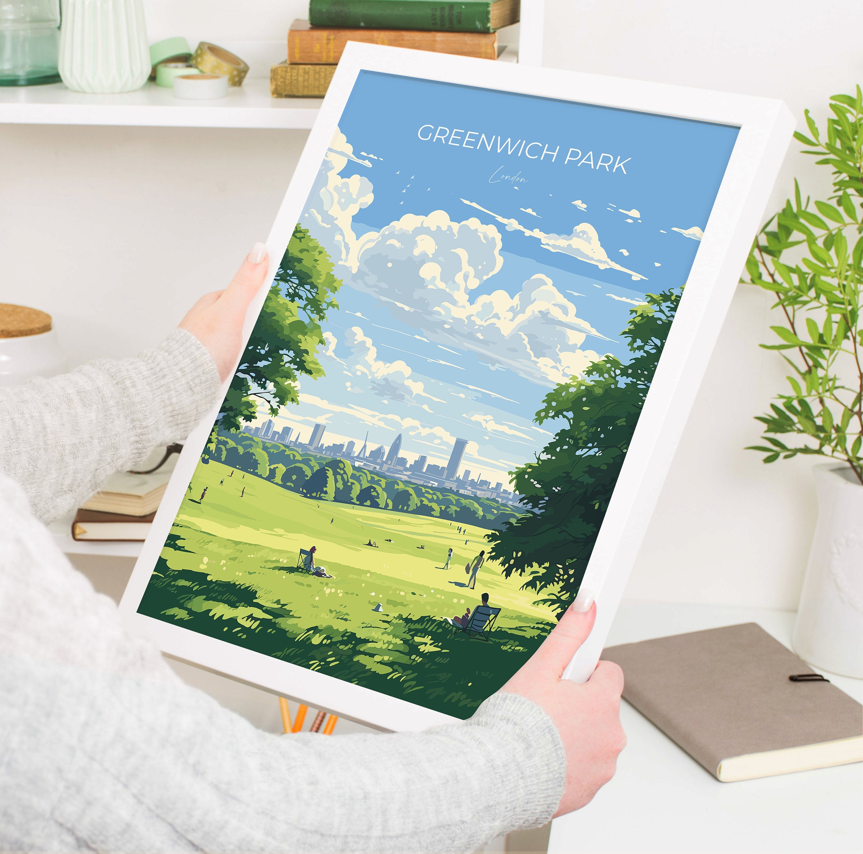Greenwich Park Travel Poster, Travel Print of GreenwichPark, London Poster, Greenwich Park Art Gift, London Art Lovers UK Travel Gift NQ Media Designs