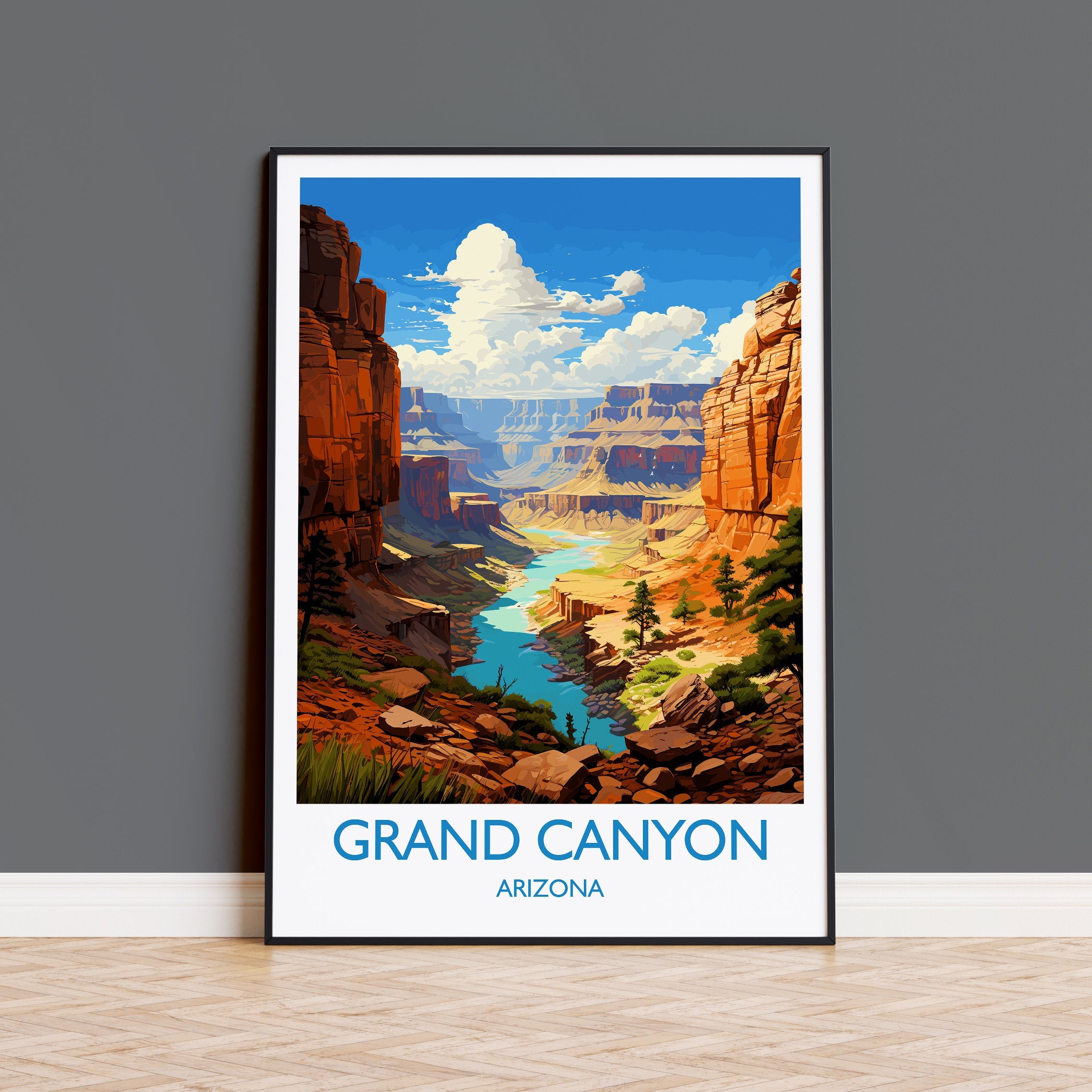 Grand Canyon Travel Poster Wall Art, Travel Print of Grand Canyon, Grand Canyon Art Lovers Gift, Arizona, USA Travel Wall Art NQ Media Designs