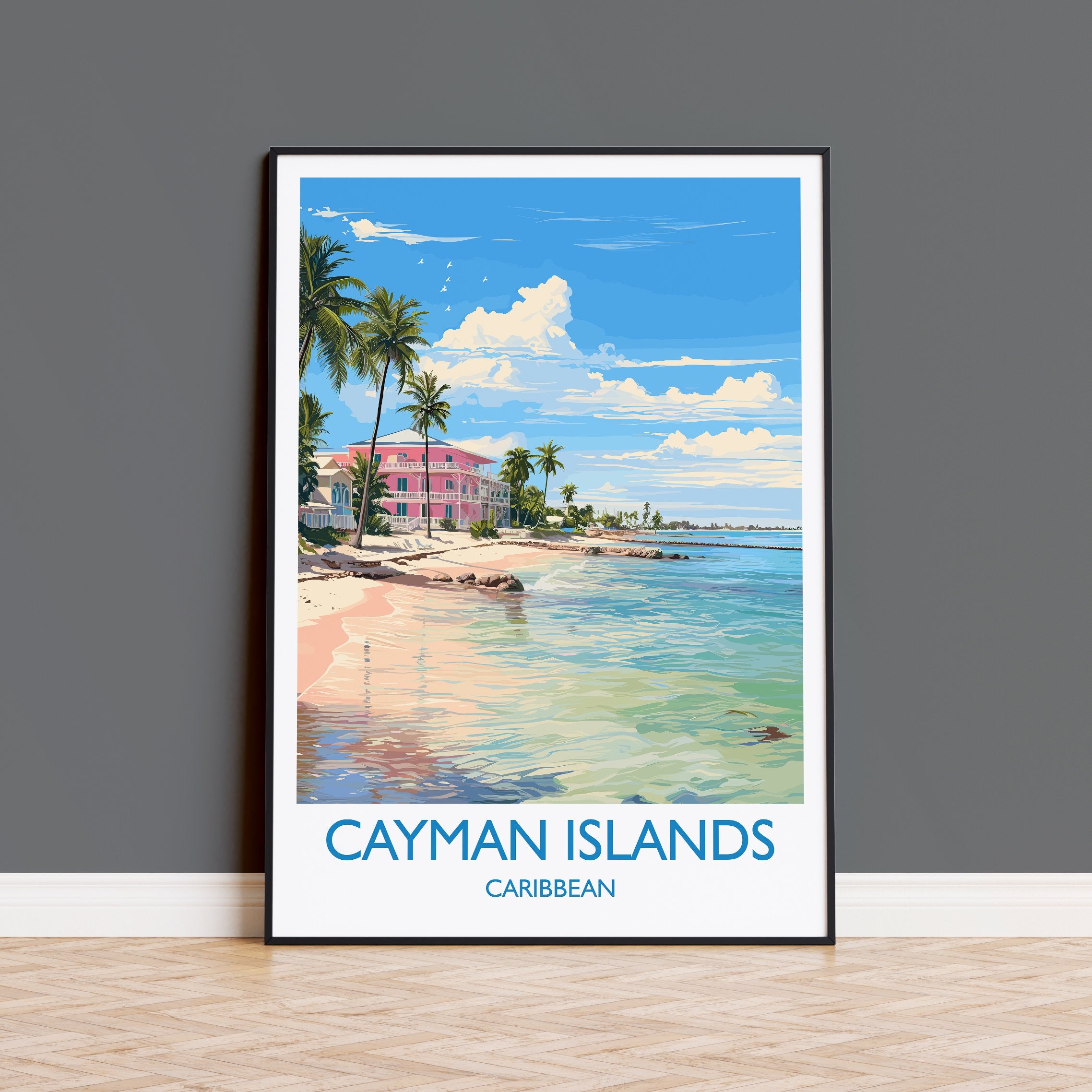 Cayman Islands Travel Print, Travel Poster of Cayman Islands, Caribbean, Cayman Islands Art Lovers Gift, Wall Art Print