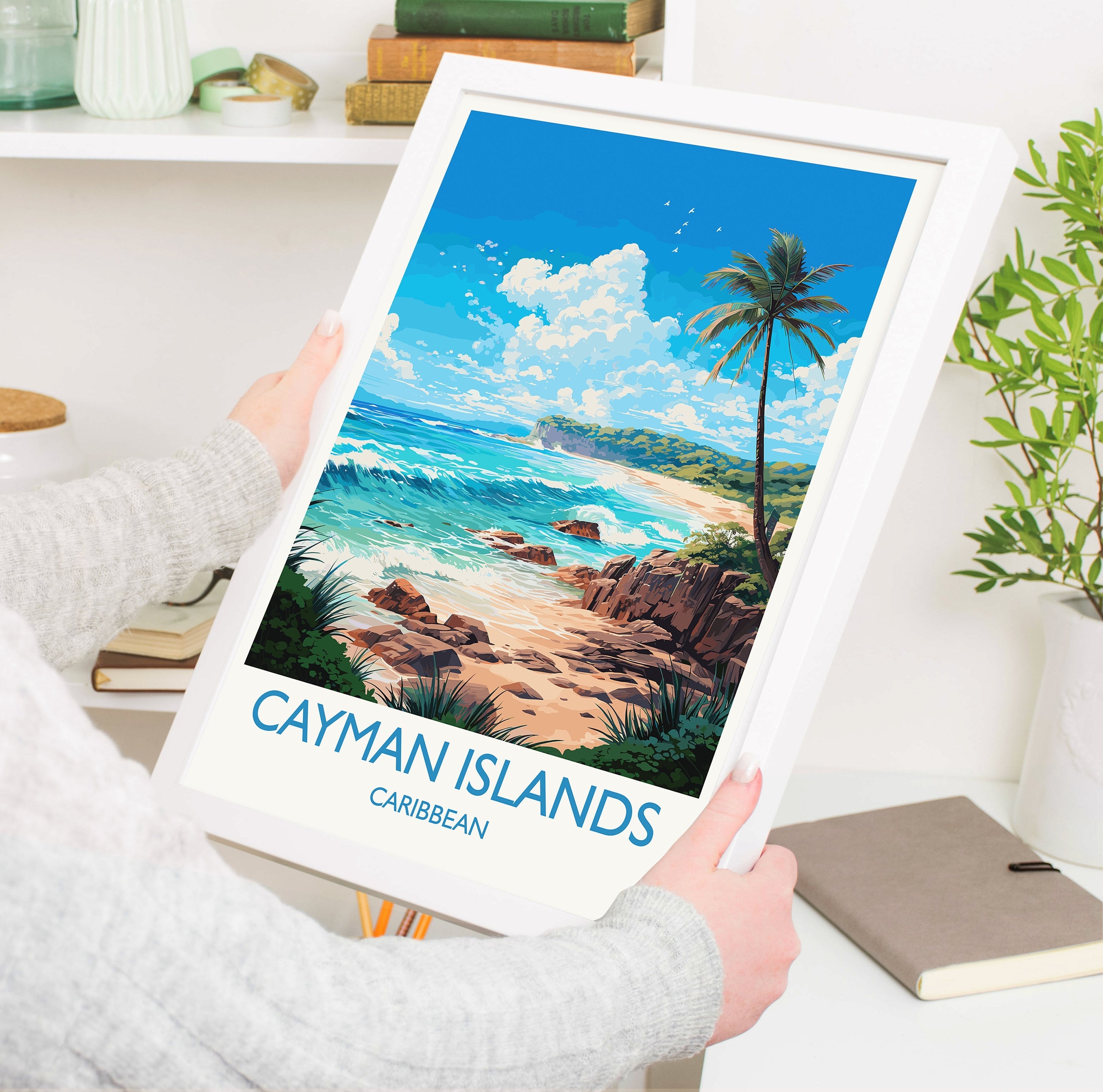Cayman Islands Travel Poster, Travel Print of Cayman Islands, Caribbean, Cayman Islands Art Lovers Gift, Wall Art Print NQ Media Designs
