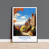 Highgate Travel Poster, Travel Print of Highgate , London Poster, Highgate Art Gift, London Art Lovers UK Travel Gift NQ Media Designs