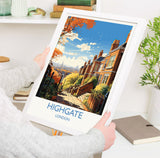 Highgate Travel Poster, Travel Print of Highgate , London Poster, Highgate Art Gift, London Art Lovers UK Travel Gift NQ Media Designs