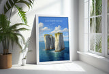Old Harry Rocks Print, Travel Poster of Old Harry Rocks, England, Dorset Coast Art, Dorset Art Lovers Gift, Wall Art Print NQ Media Designs