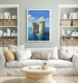 Old Harry Rocks Print, Travel Poster of Old Harry Rocks, England, Dorset Coast Art, Dorset Art Lovers Gift, Wall Art Print NQ Media Designs