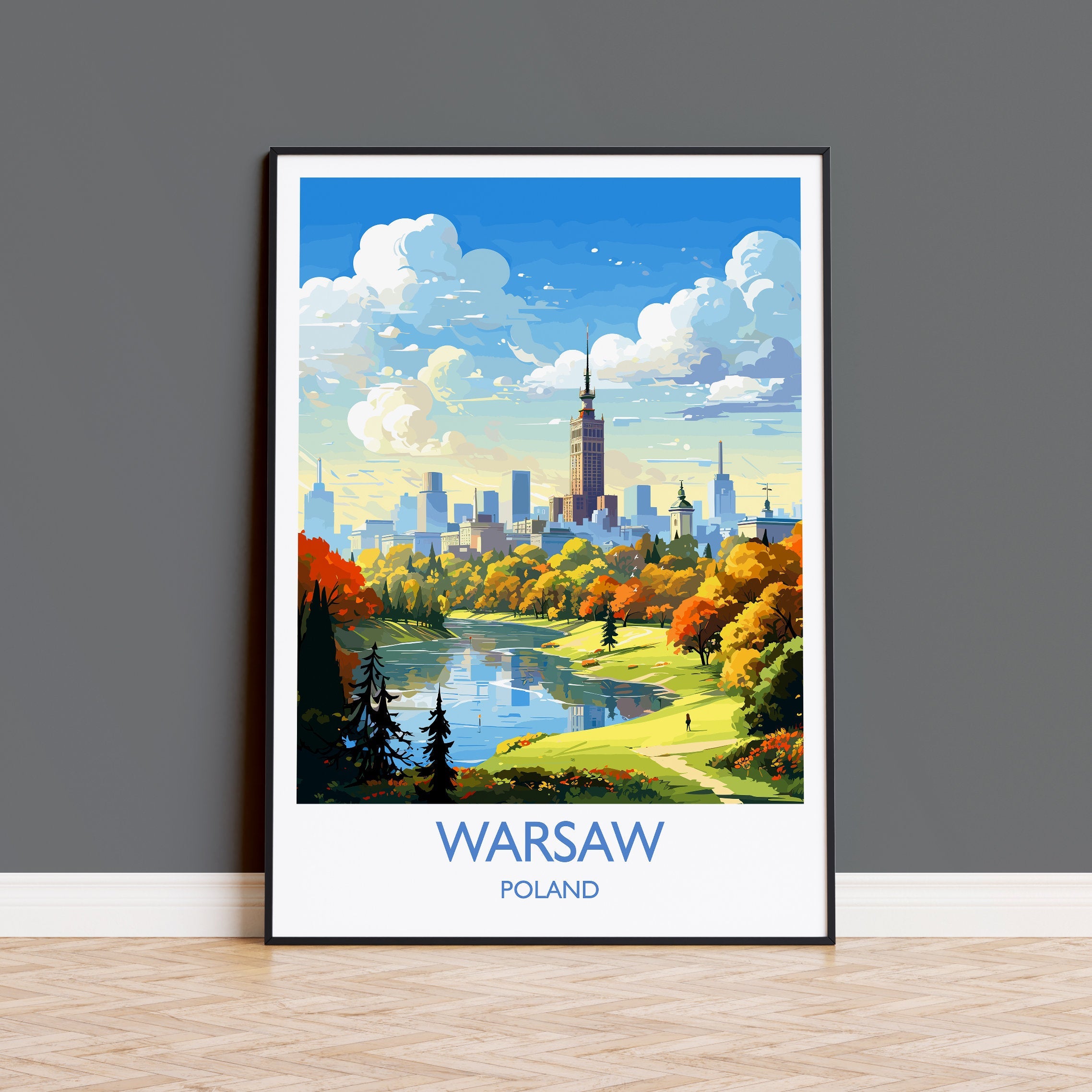 Warsaw Travel Poster, Travel Print of Warsaw, Poland Poster, Warsaw Art Gift, Poland Art Lovers Travel Gift NQ Media Designs