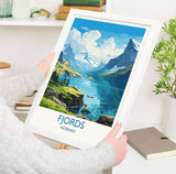 Fjords Travel Print, Travel Poster of Fjords, Norway Poster, Fjords Art Gift, Norway Art Lovers Travel Gift NQ Media Designs