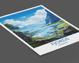 Fjords Travel Poster, Travel Print of Fjords, Norway Poster, Fjords Art Gift, Norway Art Lovers Travel Gift NQ Media Designs