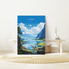 Fjords Travel Poster, Travel Print of Fjords, Norway Poster, Fjords Art Gift, Norway Art Lovers Travel Gift