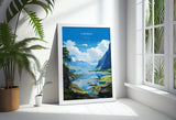 Fjords Travel Poster, Travel Print of Fjords, Norway Poster, Fjords Art Gift, Norway Art Lovers Travel Gift NQ Media Designs