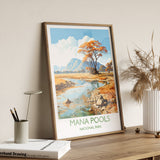 Mana Pools Travel Poster Wall Art, Travel Print of Mana Pools, Zimbabwe Gift, Mana Pools National Park Africa Art Gift NQ Media Designs