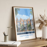 Hammersmith Travel Poster, Travel Print of Hammersmith, London Poster, Hammersmith Art Gift, London Art Lovers UK Travel Gift NQ Media Designs