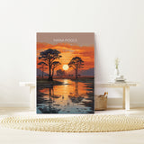 Mana Pools Travel Print Wall Art, Travel Poster of Mana Pools, Zimbabwe Gift, Mana Pools National Park Sunset Africa Art Gift NQ Media Designs