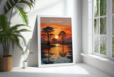 Mana Pools Travel Print Wall Art, Travel Poster of Mana Pools, Zimbabwe Gift, Mana Pools National Park Sunset Africa Art Gift NQ Media Designs