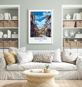 Guildford Travel Poster, Travel Print of Guildford, Surrey Poster, Guildford Art Gift, London Art Lovers UK Travel Gift NQ Media Designs