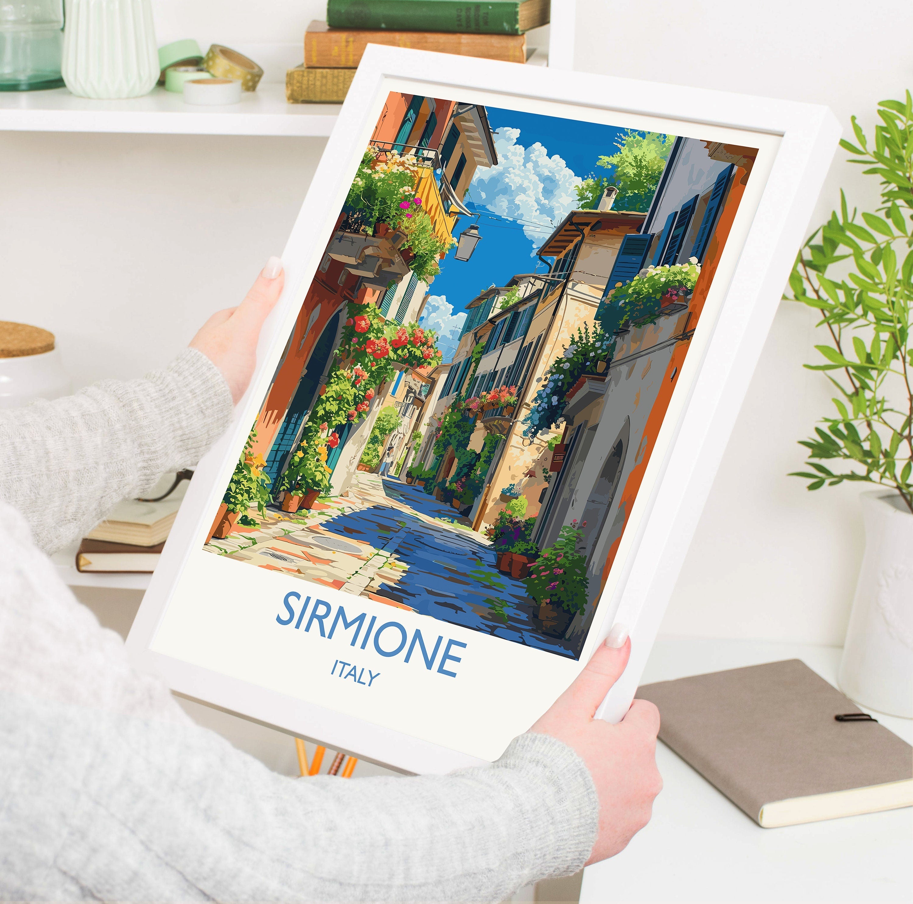 Sirmione Travel Print Wall Art, Travel Poster of Lake Garda, Sirmione Art Lovers Gift, Italy, Italian Lakes Art Gift NQ Media Designs