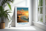 Santa Monica Travel Poster, Travel Print of Santa Monica, California, Santa Monica Art Lovers Gift, USA Gift, Wall Art Print NQ Media Designs