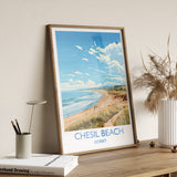 Chesil Beach Travel Print, Travel Poster of Chesil Beach, England, Dorset Coast Art Lovers Gift, Dorset Gift, Wall Art Print NQ Media Designs