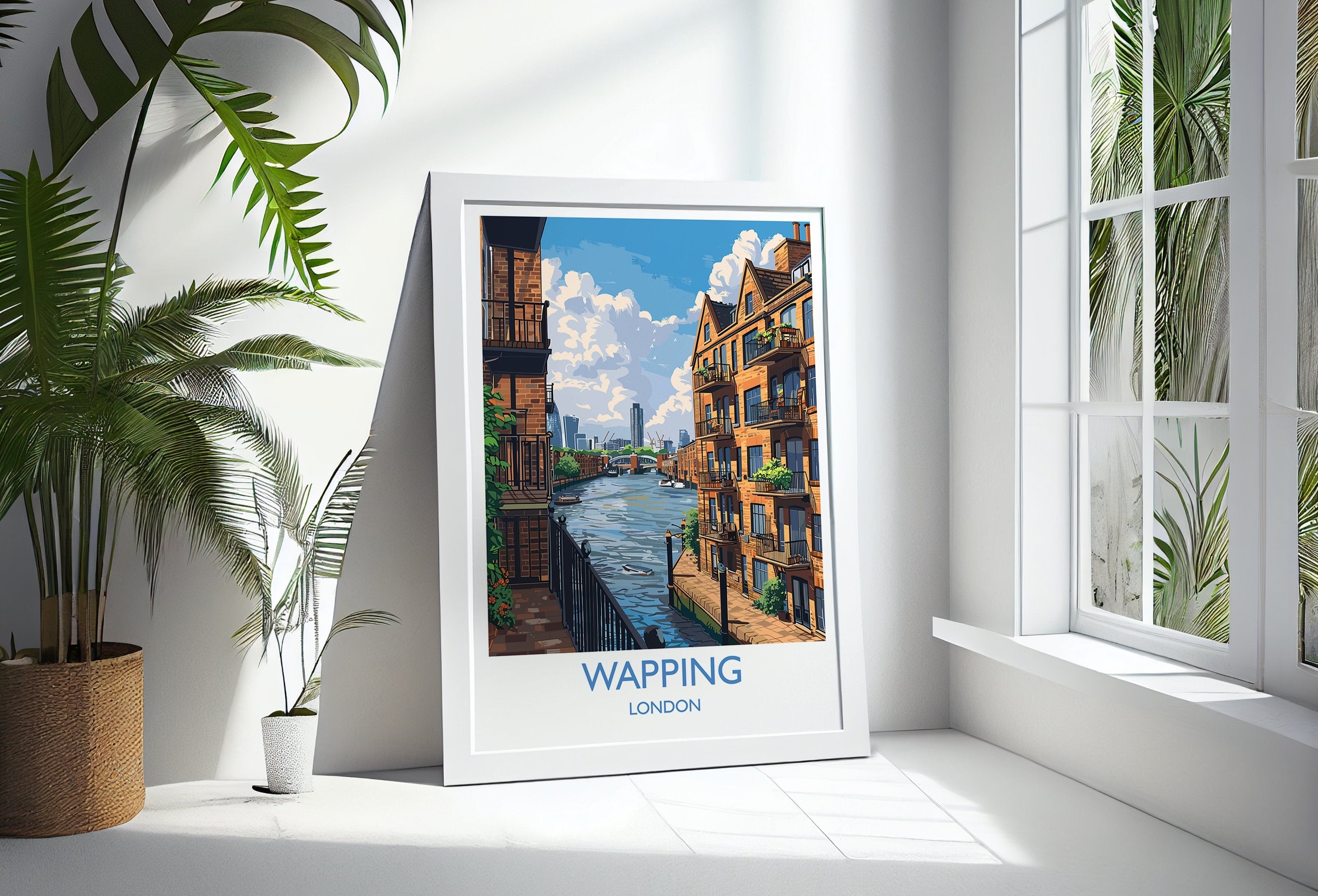 Wapping Travel Print, Travel Poster of Wapping,London Poster, Wapping Art Gift, London Art Lovers UK Travel Gift NQ Media Designs