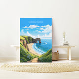 Durdle Door Travel Print, Travel Poster of Durdle Door, England, Dorset Coast Art Lovers Gift, Wall Art Print NQ Media Designs