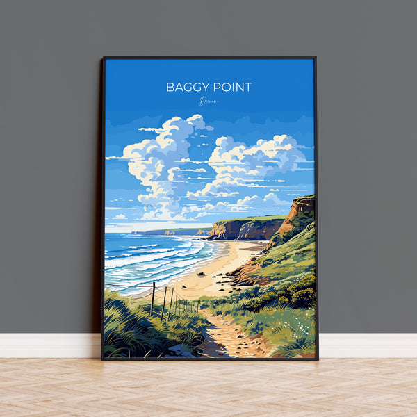 Baggy Point Travel Print Wall Art, Travel Poster of Baggy Point,England, Devon Art Lovers Gift, Travel Art Gift