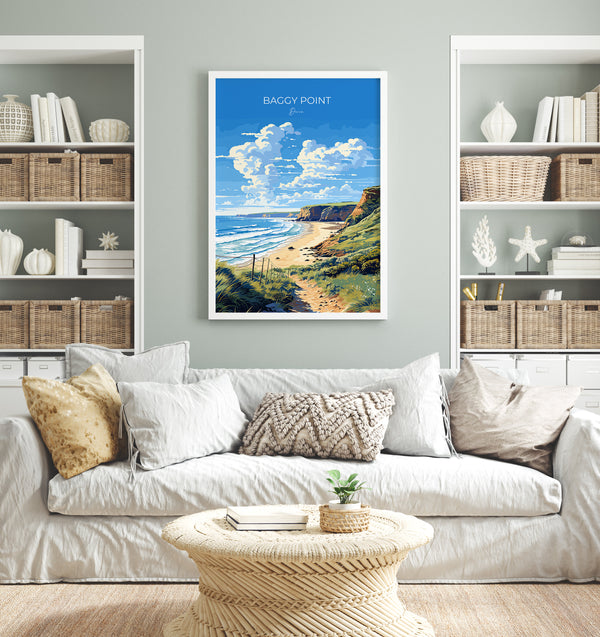 Baggy Point Travel Print Wall Art, Travel Poster of Baggy Point,England, Devon Art Lovers Gift, Travel Art Gift