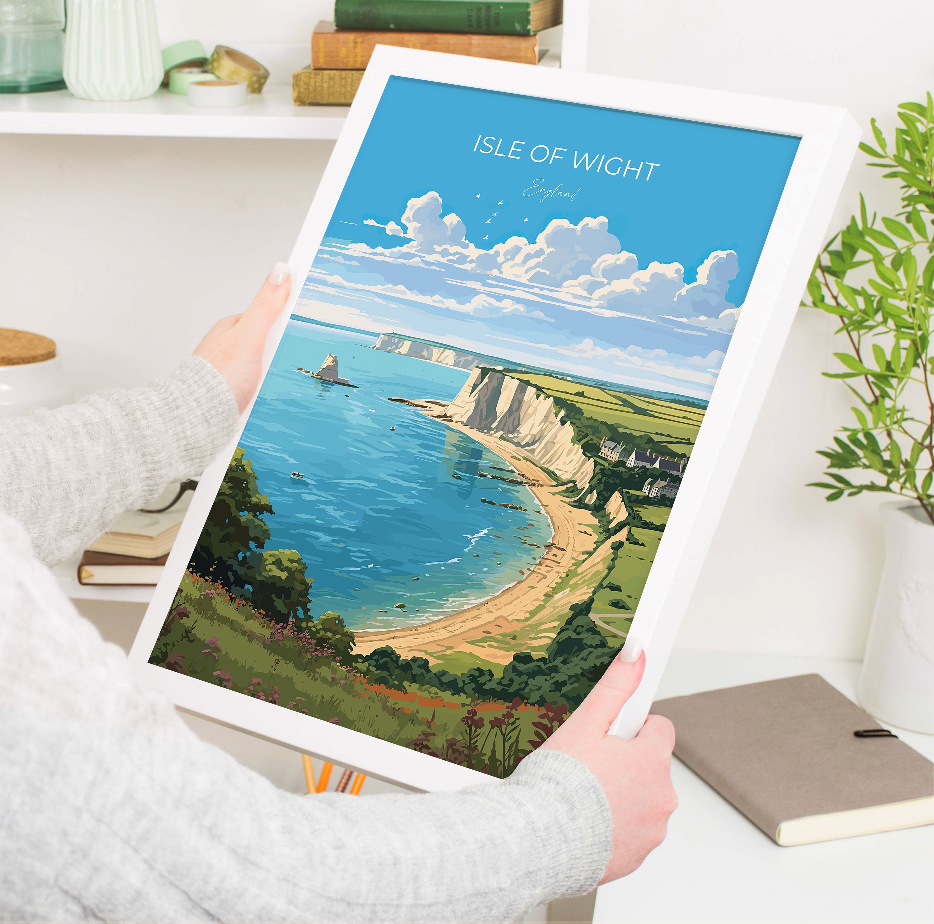 Isle of Wight Travel Print Wall Art, Isle of Wight Travel Poster, English Coastal Art, Isle of Wight Gift, Art Lovers Gift NQ Media Designs