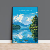 Derwentwater Travel Poster, Derwentwater Travel Print, England, Cumbria Art Lovers Gift, Derwentwater Gift, Lake District, Wall Art Print NQ Media Designs