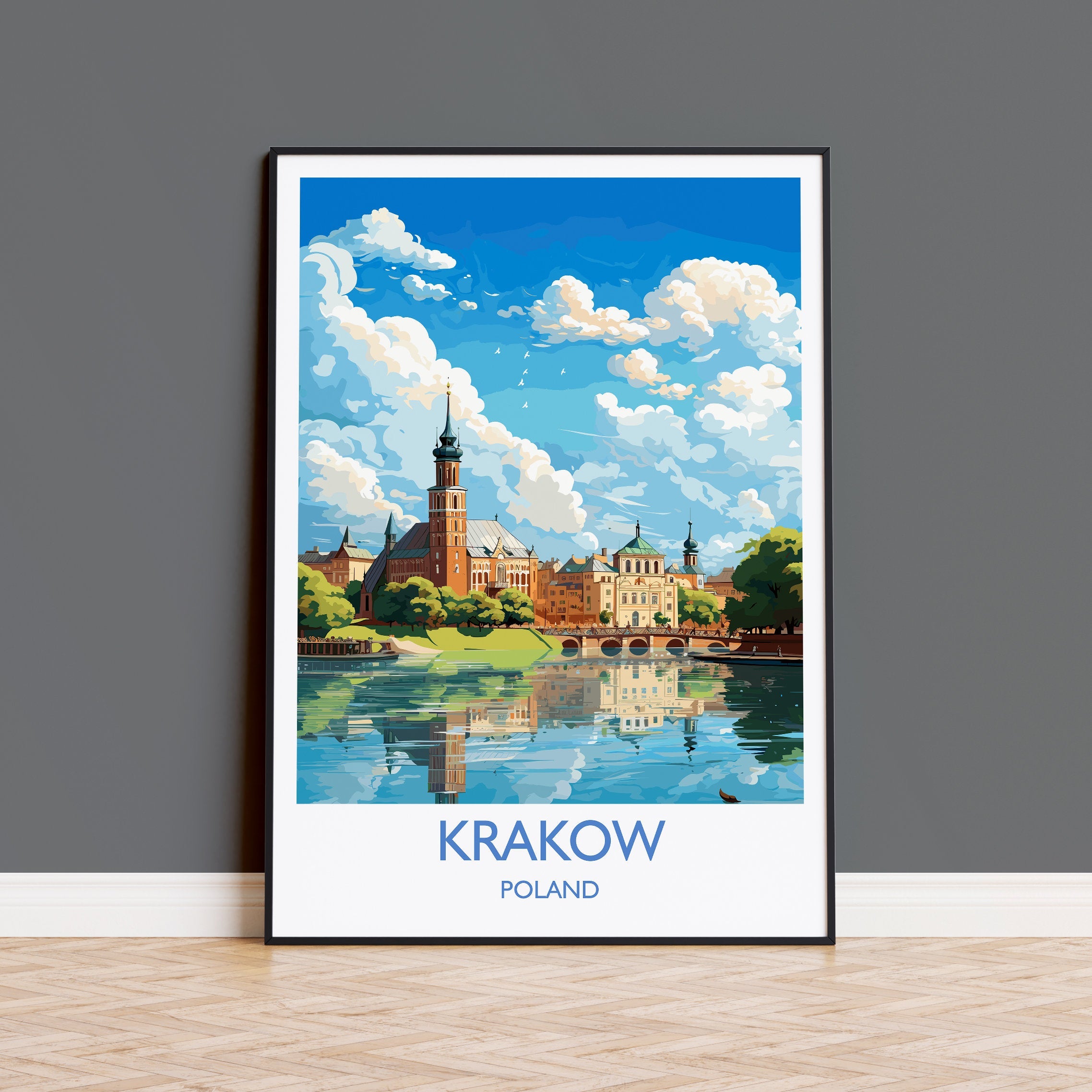 Krakow Travel Poster, Travel Print of Krakow, Poland Poster, Krakow Art Gift, Poland Art Lovers Travel Gift NQ Media Designs