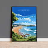 Langland Bay Travel Poster Wall Art, Langland Bay Travel Print, Mumbles Art Gift, Wales, Welsh Art Gift, Wall Art Print NQ Media Designs