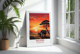 Kruger Travel Print, Travel Poster of Kruger, Kruger Sunset Art Lovers Gift, South Africa Art Gift, Wall Art Print