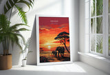 Kruger Travel Print, Travel Poster of Kruger, Kruger Sunset Art Lovers Gift, South Africa Art Gift, Wall Art Print NQ Media Designs
