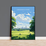 Greenwich Park Travel Poster, Travel Print of GreenwichPark, London Poster, Greenwich Park Art Gift, London Art Lovers UK Travel Gift NQ Media Designs