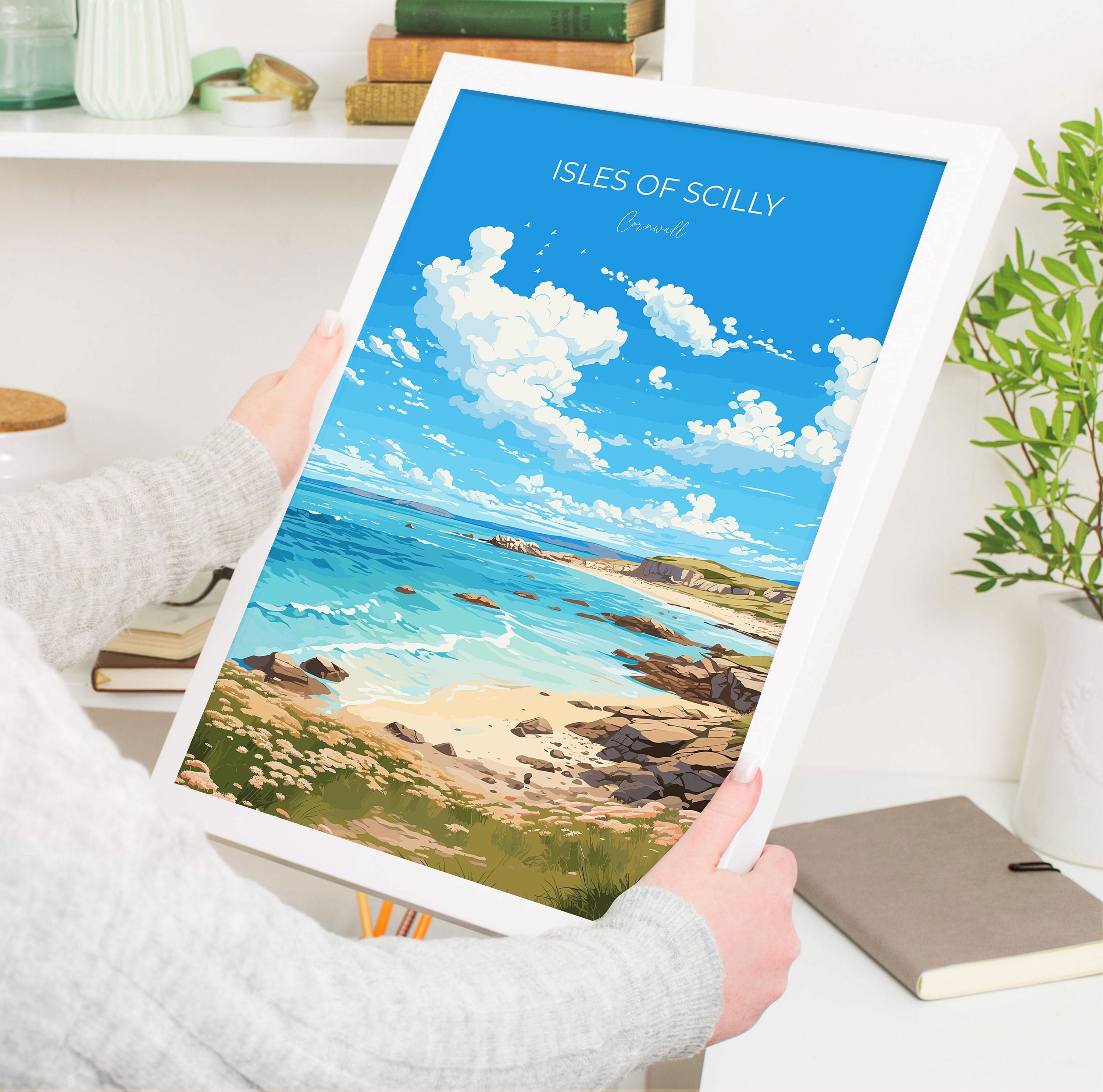 Isles of Scilly Travel Poster, Travel Print of Isles of Scilly, England, Cornwall Art, Isles of Scilly Art Lovers Gift, Wall Art Print NQ Media Designs
