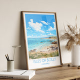 Isles of Scilly Travel Print, Travel Poster of Isles of Scilly, England, Cornwall Art, Isles of Scilly Art Lovers Gift, Wall Art Print NQ Media Designs