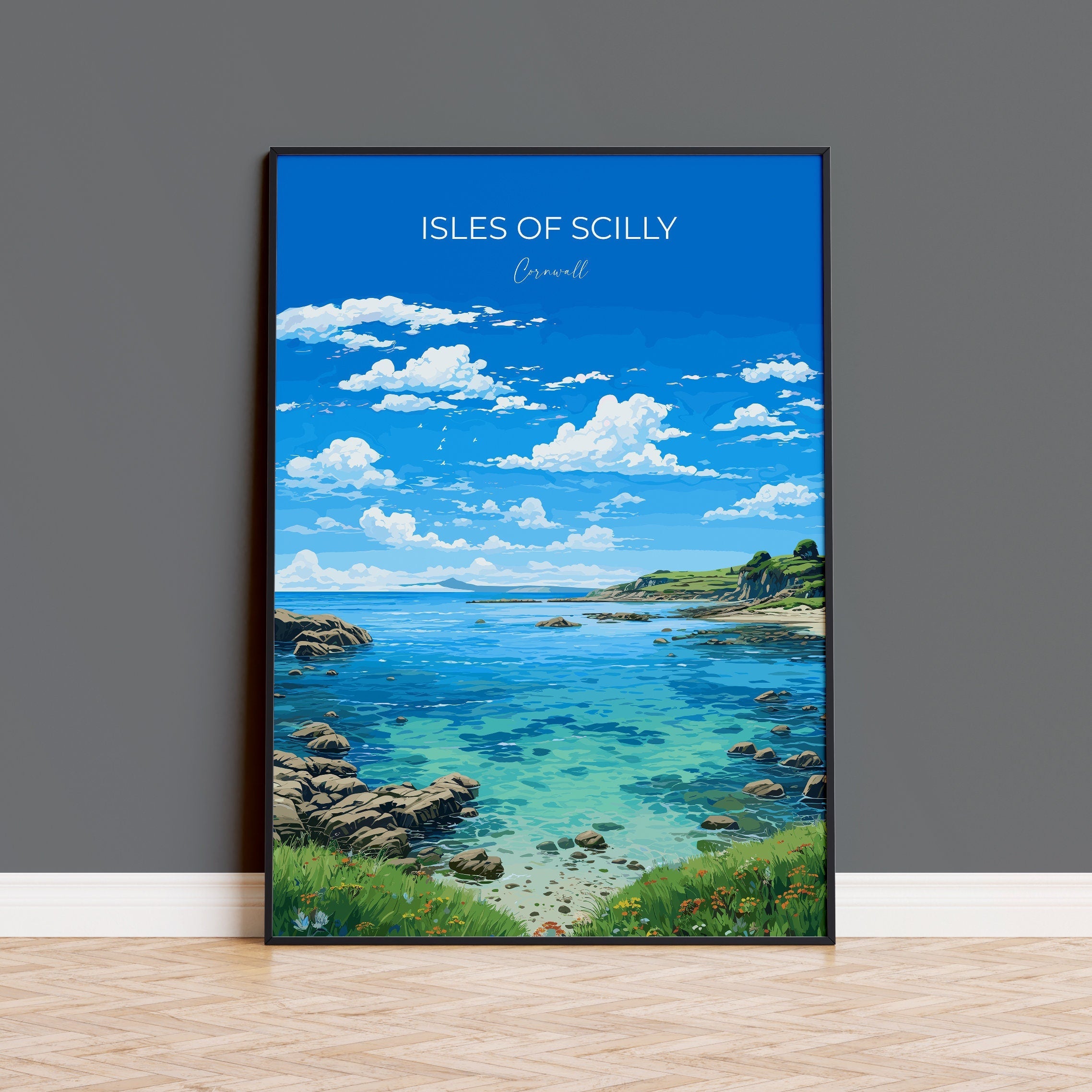 Isles of Scilly Travel Print, Travel Poster of Isles of Scilly, England, Cornwall Art, Isles of Scilly Art Lovers Gift, Wall Art Print NQ Media Designs