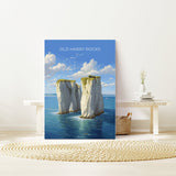 Old Harry Rocks Print, Travel Poster of Old Harry Rocks, England, Dorset Coast Art, Dorset Art Lovers Gift, Wall Art Print NQ Media Designs