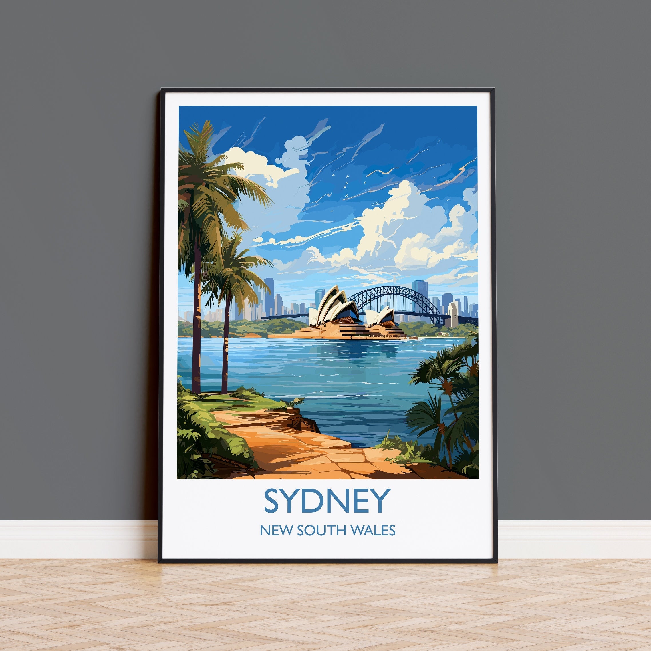 Sydney Travel Poster, Travel Print of Sydney, New South Wales Art, Australia Art Lovers Gift, Sydney Wall Art NQ Media Designs