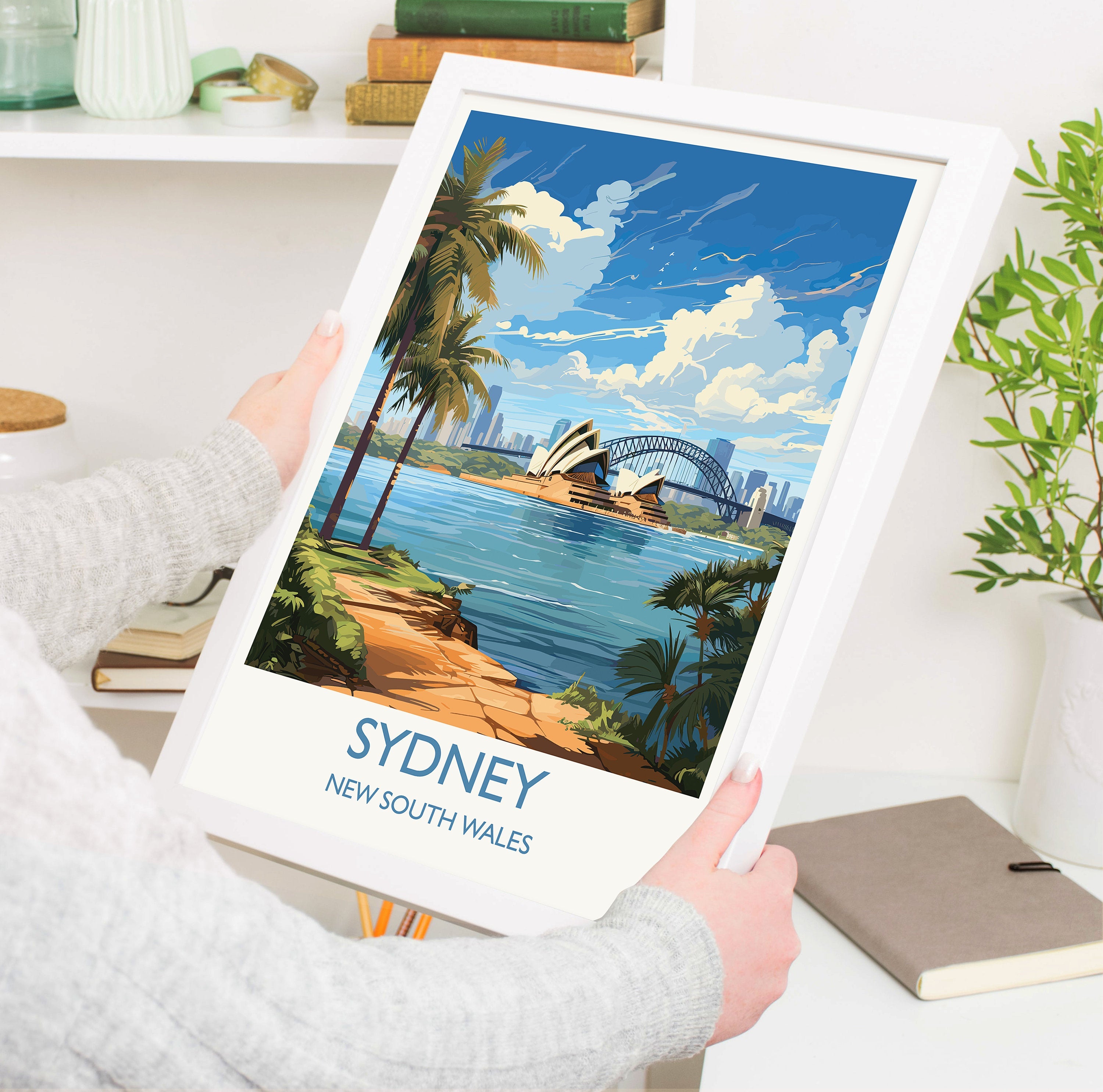 Sydney Travel Poster, Travel Print of Sydney, New South Wales Art, Australia Art Lovers Gift, Sydney Wall Art NQ Media Designs