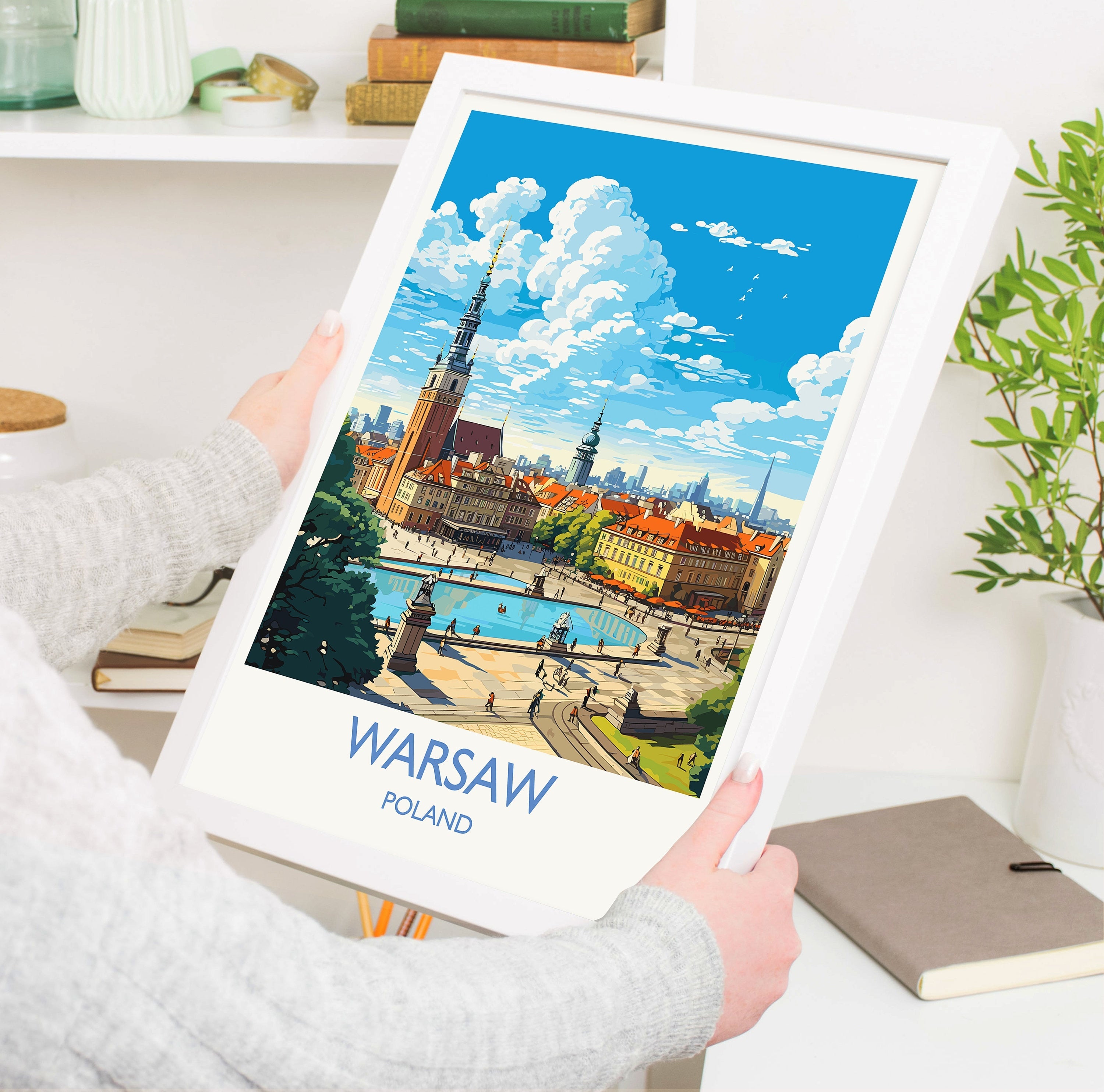 Warsaw Travel Print, Travel Poster of Warsaw, Poland Poster, Warsaw Art Gift, Poland Art Lovers Travel Gift NQ Media Designs