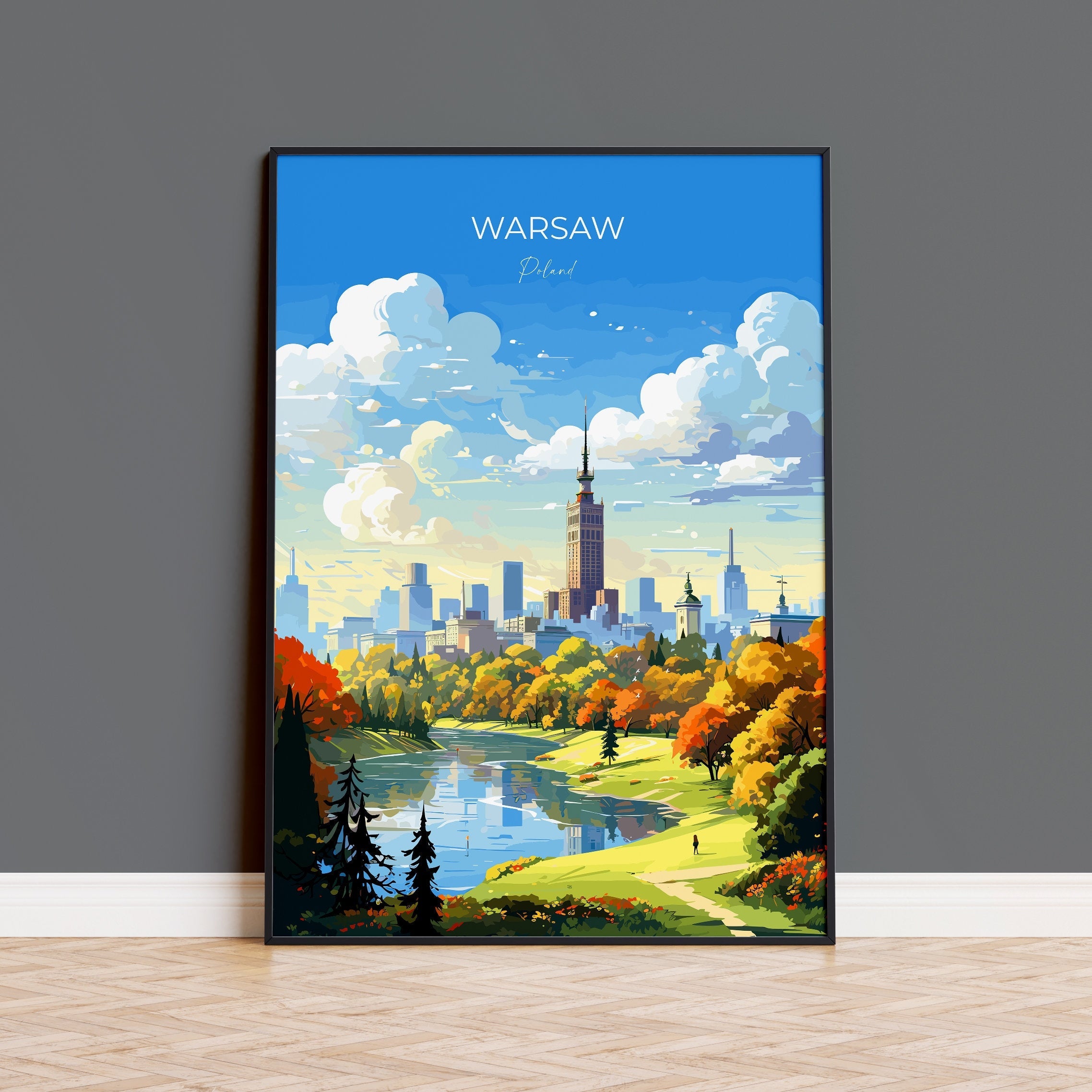 Warsaw Travel Poster, Travel Print of Warsaw, Poland Poster, Warsaw Art Gift, Poland Art Lovers Travel Gift NQ Media Designs