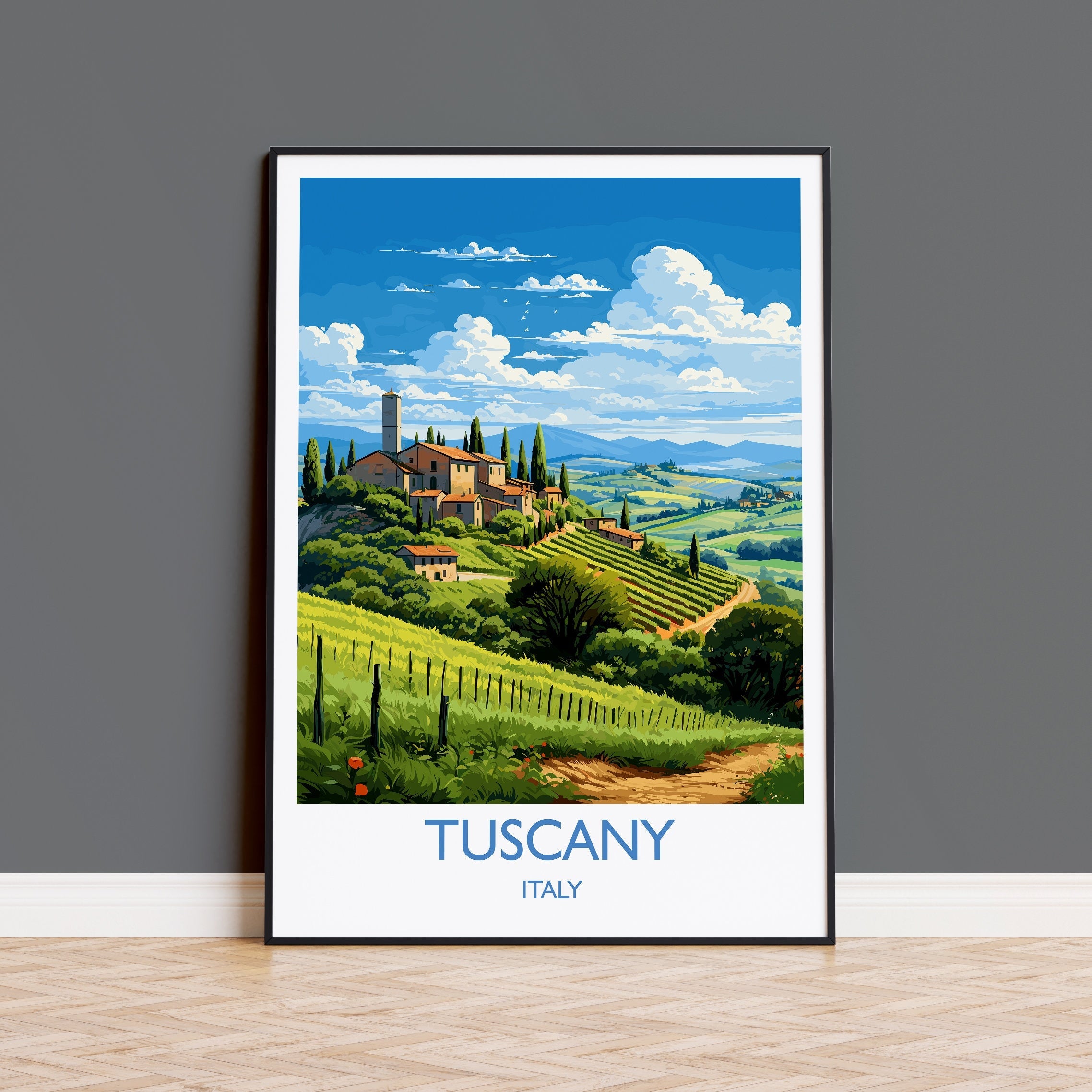 Tuscany Travel Print Wall Art, Travel Poster of Tuscany, Tuscany Art Lovers Gift,Italy Art Gift NQ Media Designs