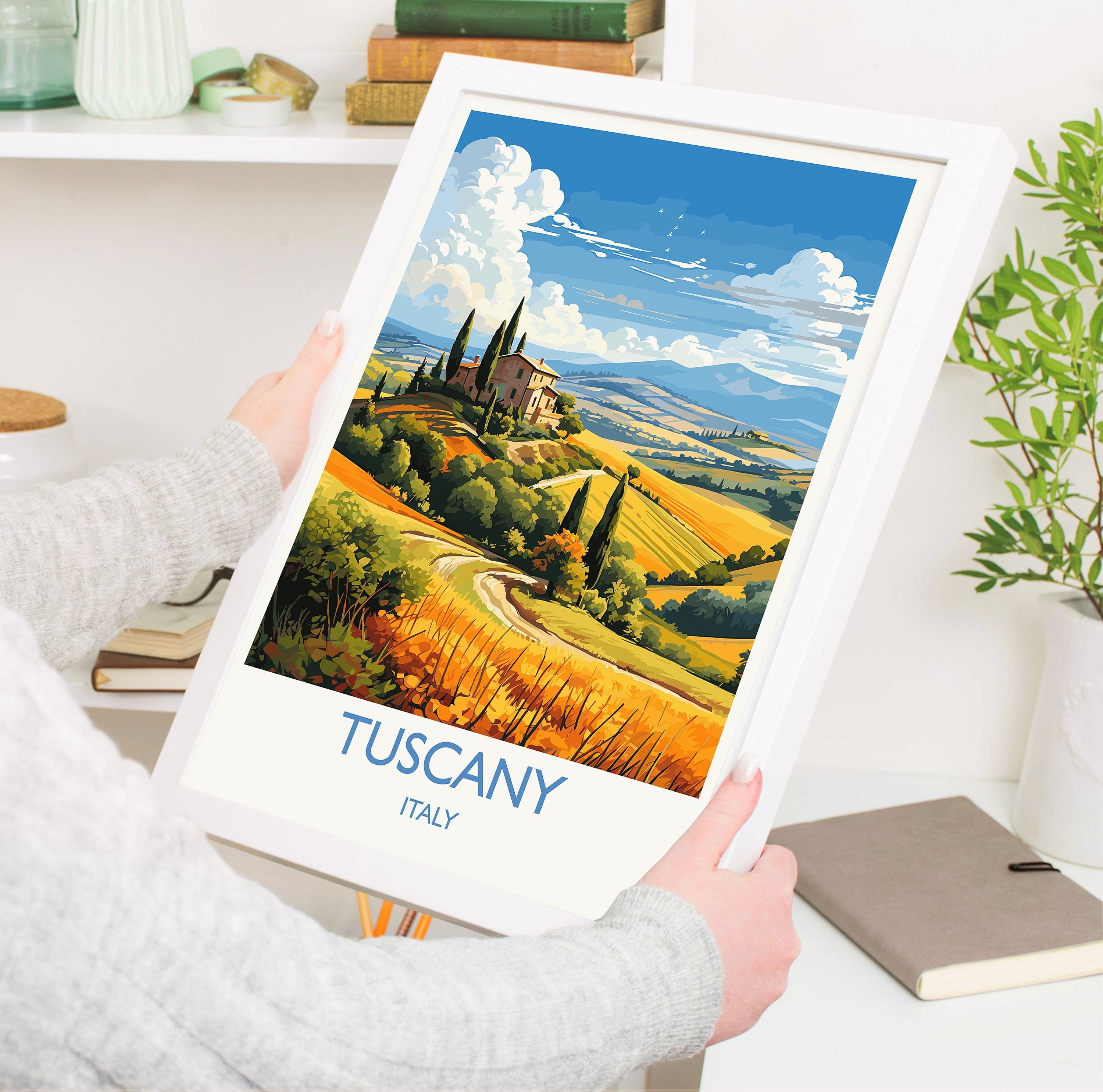 Tuscany Travel Poster Wall Art, Travel Print of Tuscany, Tuscany Art Lovers Gift,Italy Art Gift NQ Media Designs